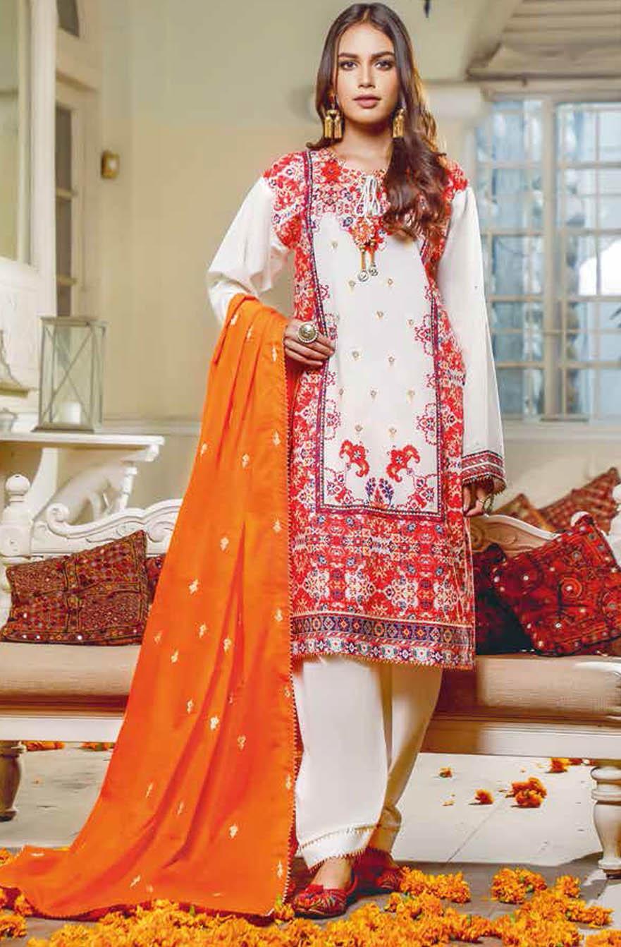 Gul Ahmed Embroidered Lawn Suits Unstitched 3 Piece GA21S FS 20 - Summer Collection