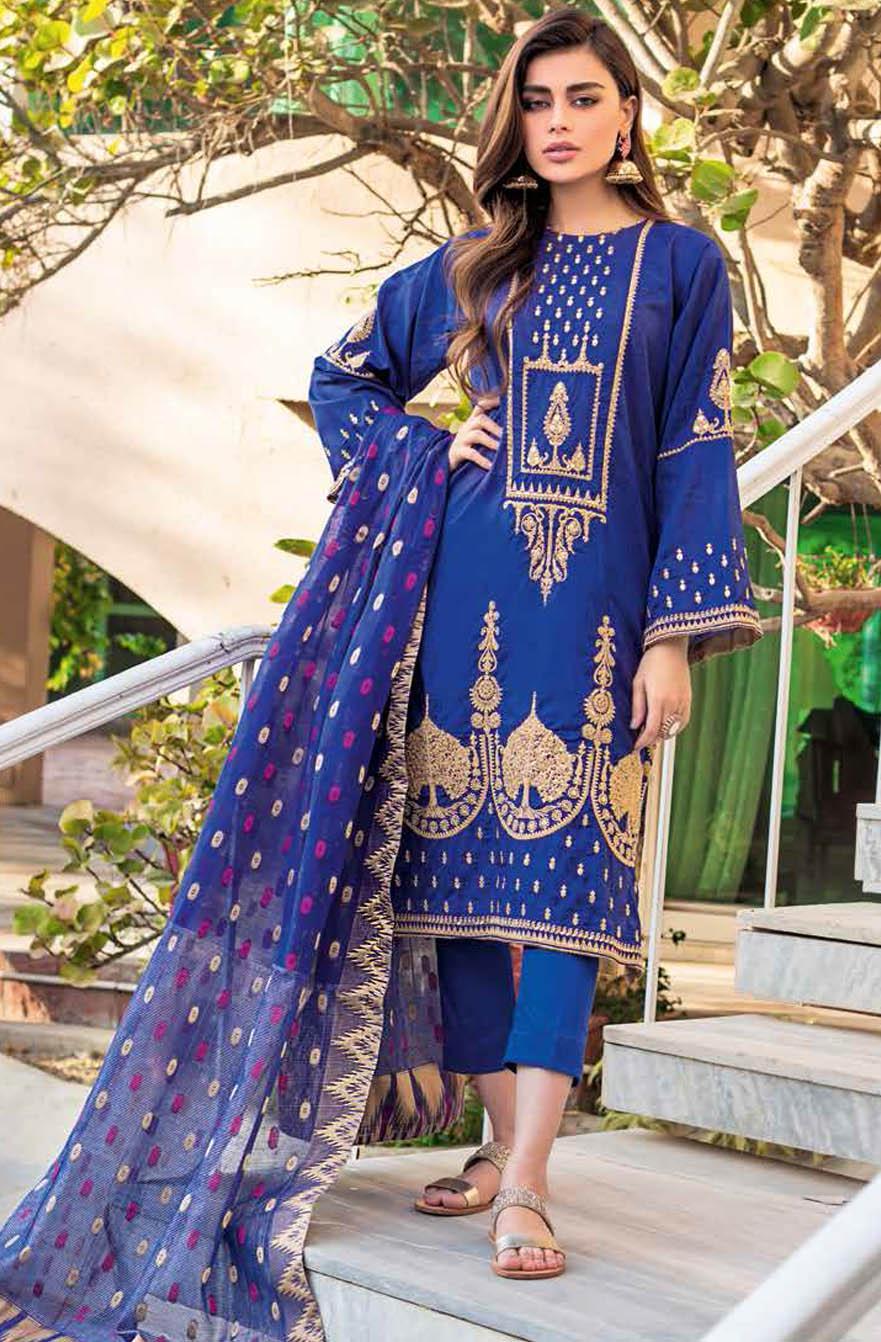Gul Ahmed Embroidered Lawn Suits Unstitched 3 Piece GA21S MJ 75 - Summer Collection