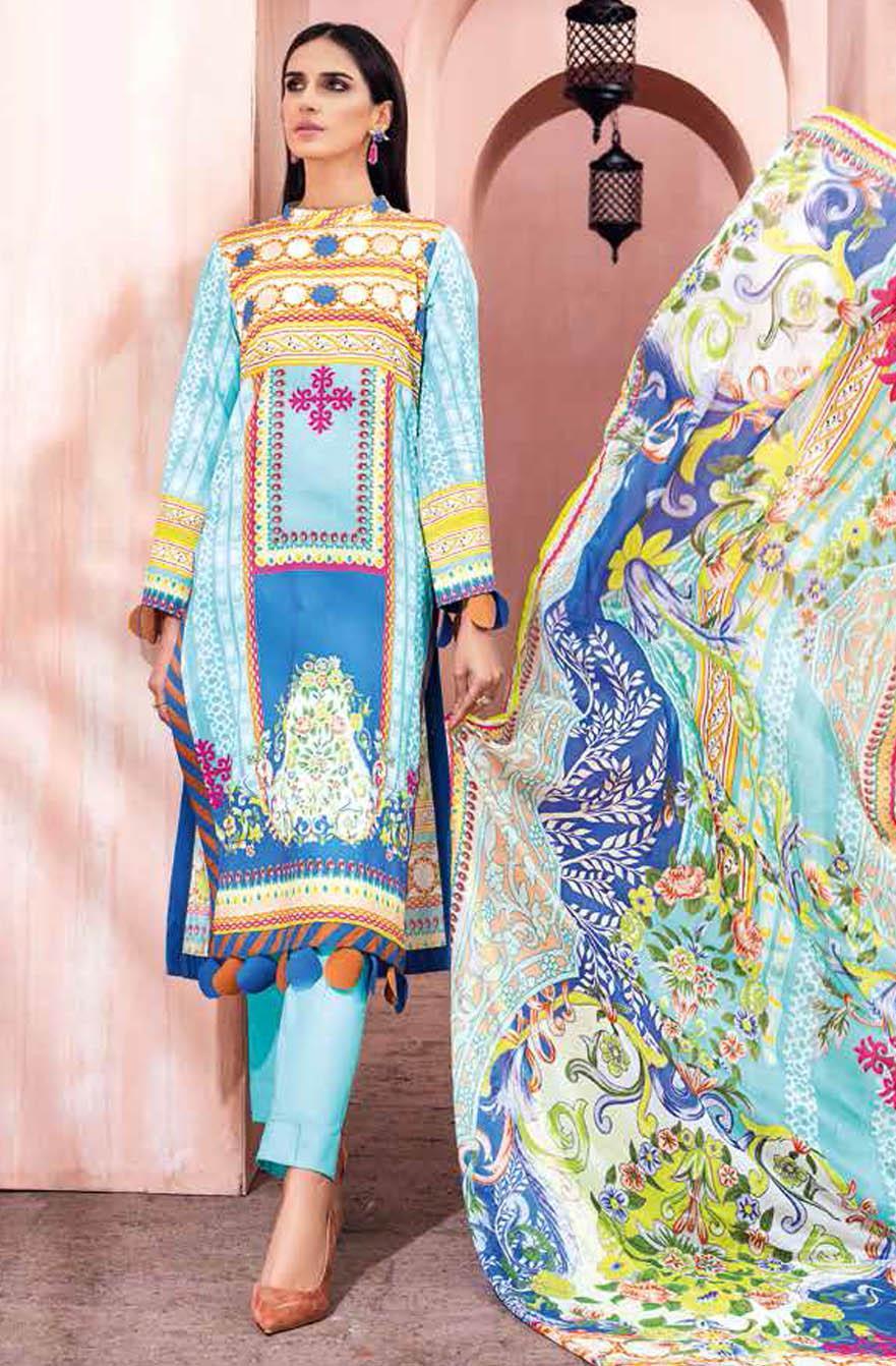 Gul Ahmed Printed Lawn Suits Unstitched 3 Piece GA21S SSM 50 - Summer Collection