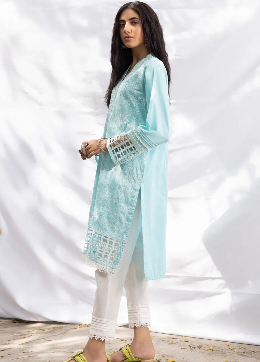 Gul Ahmed Pret Embroidered Cambric Shirt GA21P WGK-CMS-DE-210