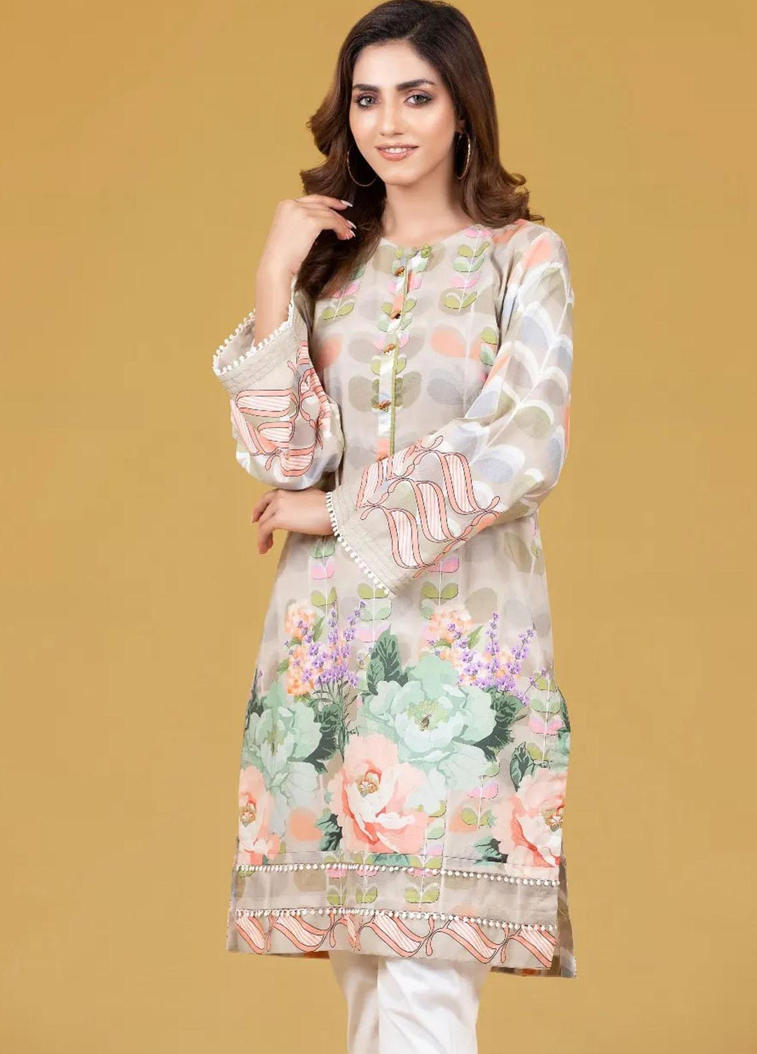 Gul Ahmed Casual Pret Printed Cambric Shirt GA22P WGK-LWS-DP-261