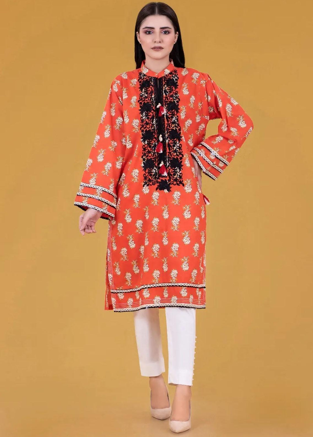 Gul Ahmed Pret Embroidered Cambric Shirt GA21P WGK-LWS-PE-245