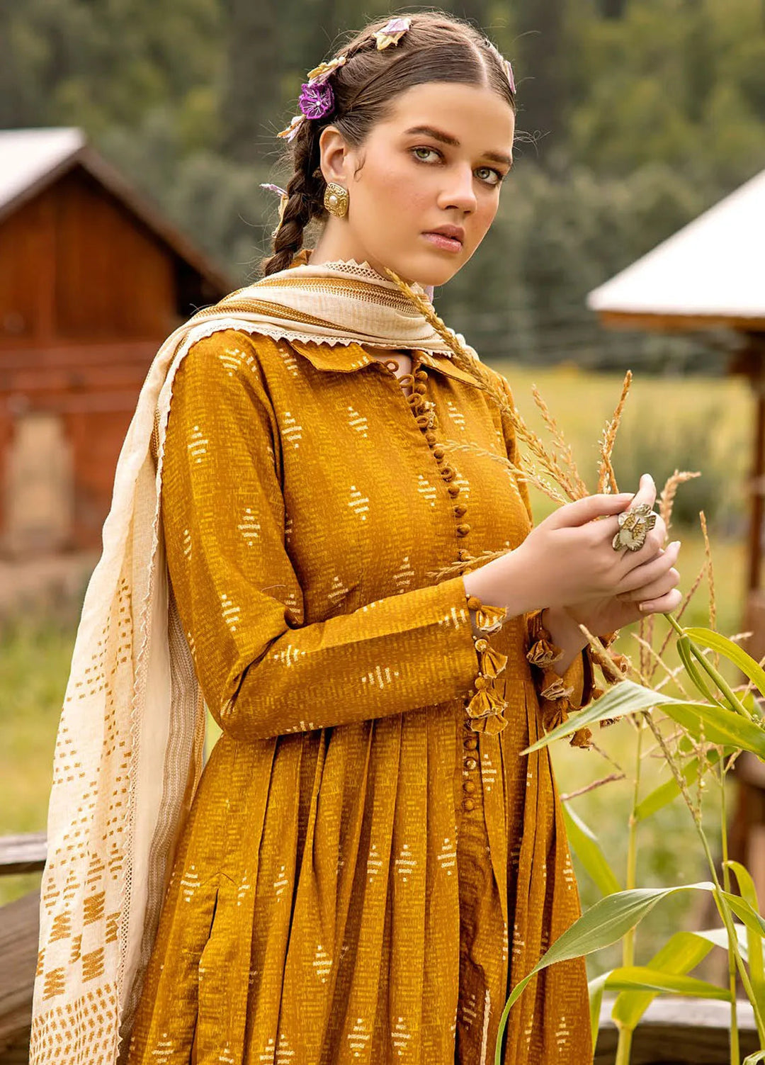 Gul Ahmed Printed Corduroy Suits Unstitched 3 Piece GA24UW CD-42006 - Winter Collection