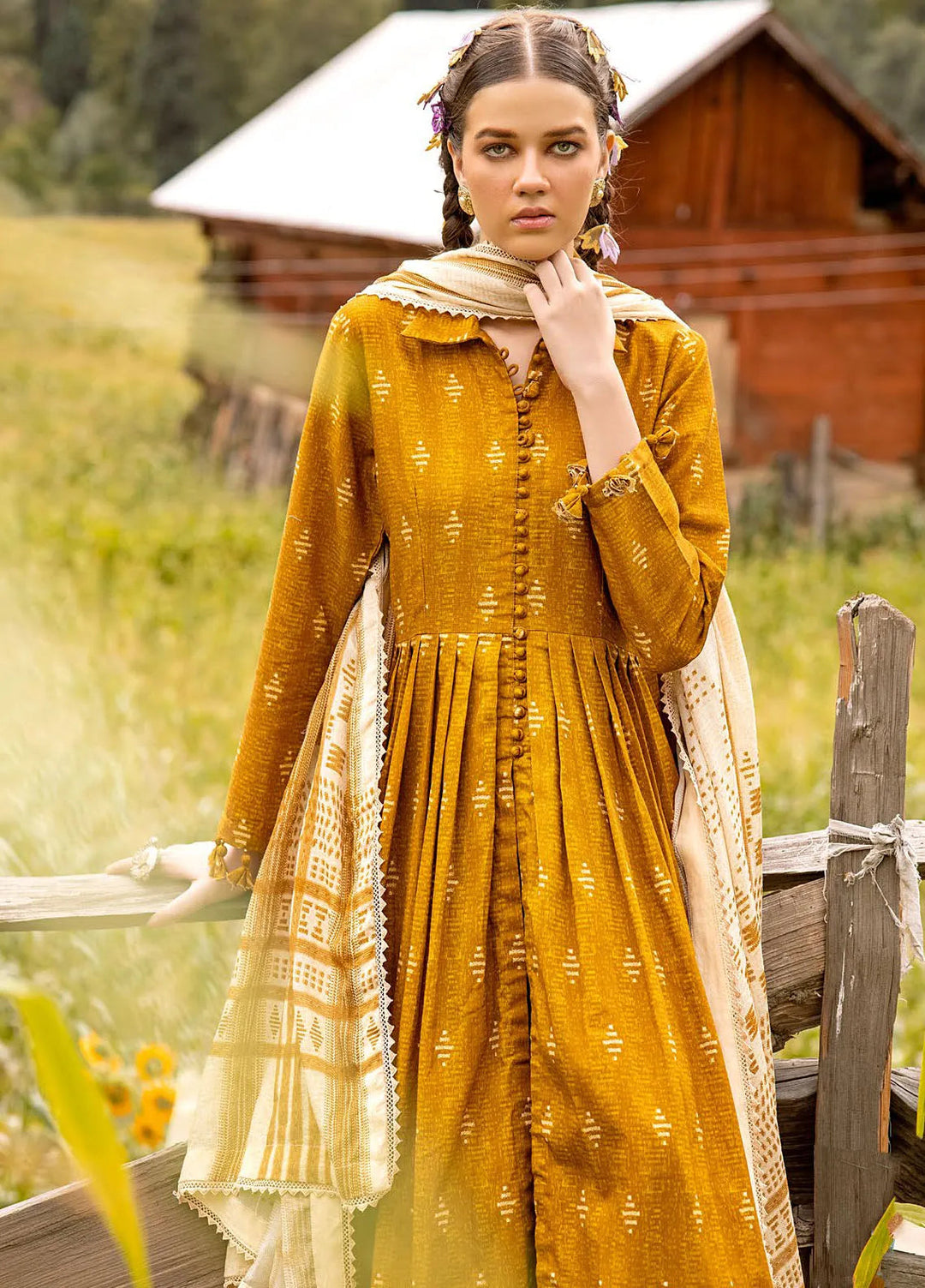 Gul Ahmed Printed Corduroy Suits Unstitched 3 Piece GA24UW CD-42006 - Winter Collection