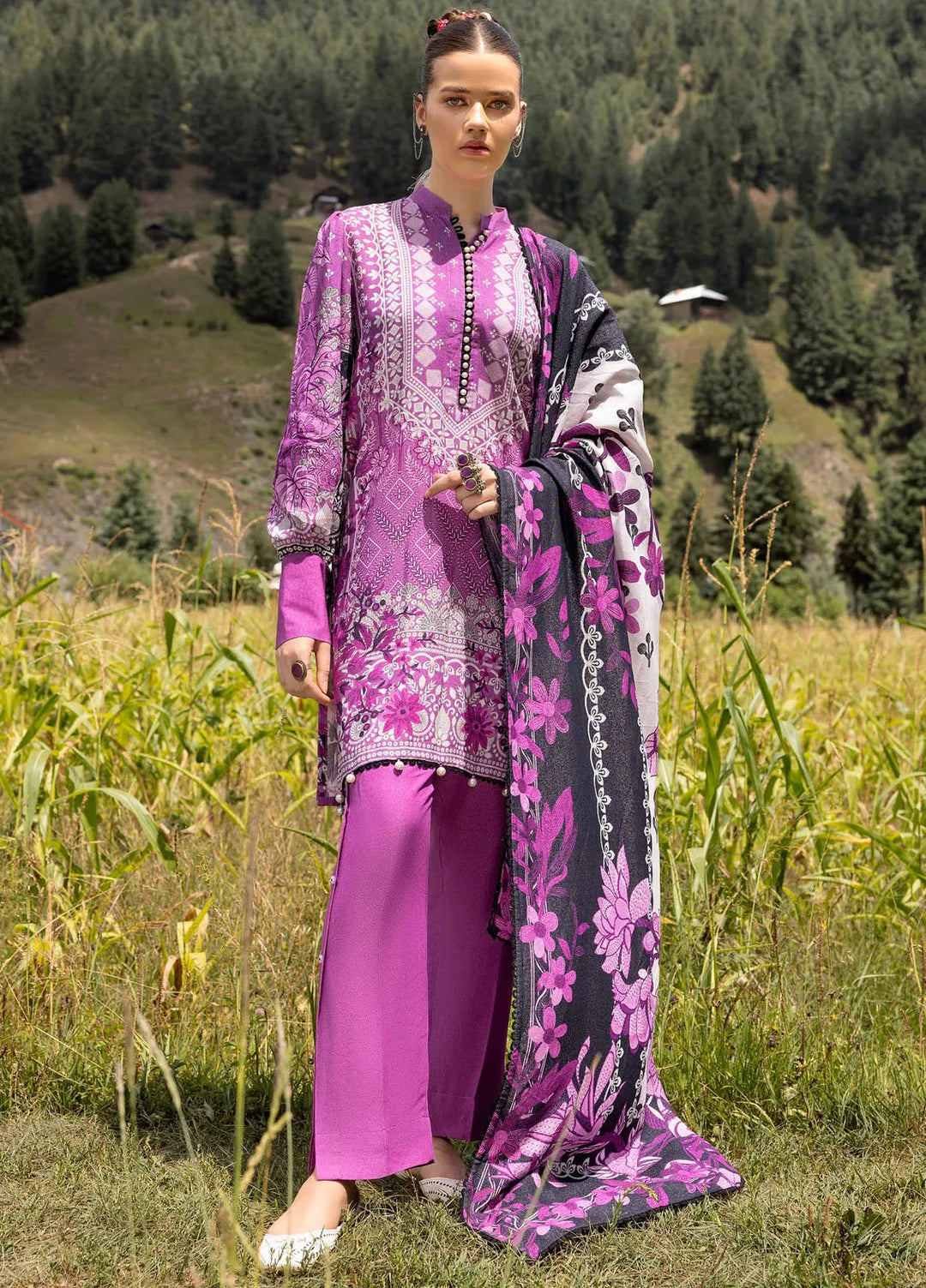 Gul Ahmed Printed Karandi Suits Unstitched 3 Piece GA24UW AY-42002 - Winter Collection
