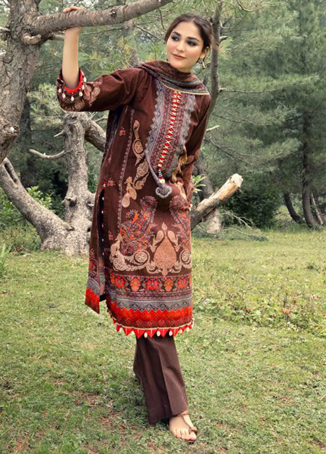 Gul Ahmed Printed Khaddar Suits Unstitched 3 Piece GA24UW AP-42029 - Winter Collection