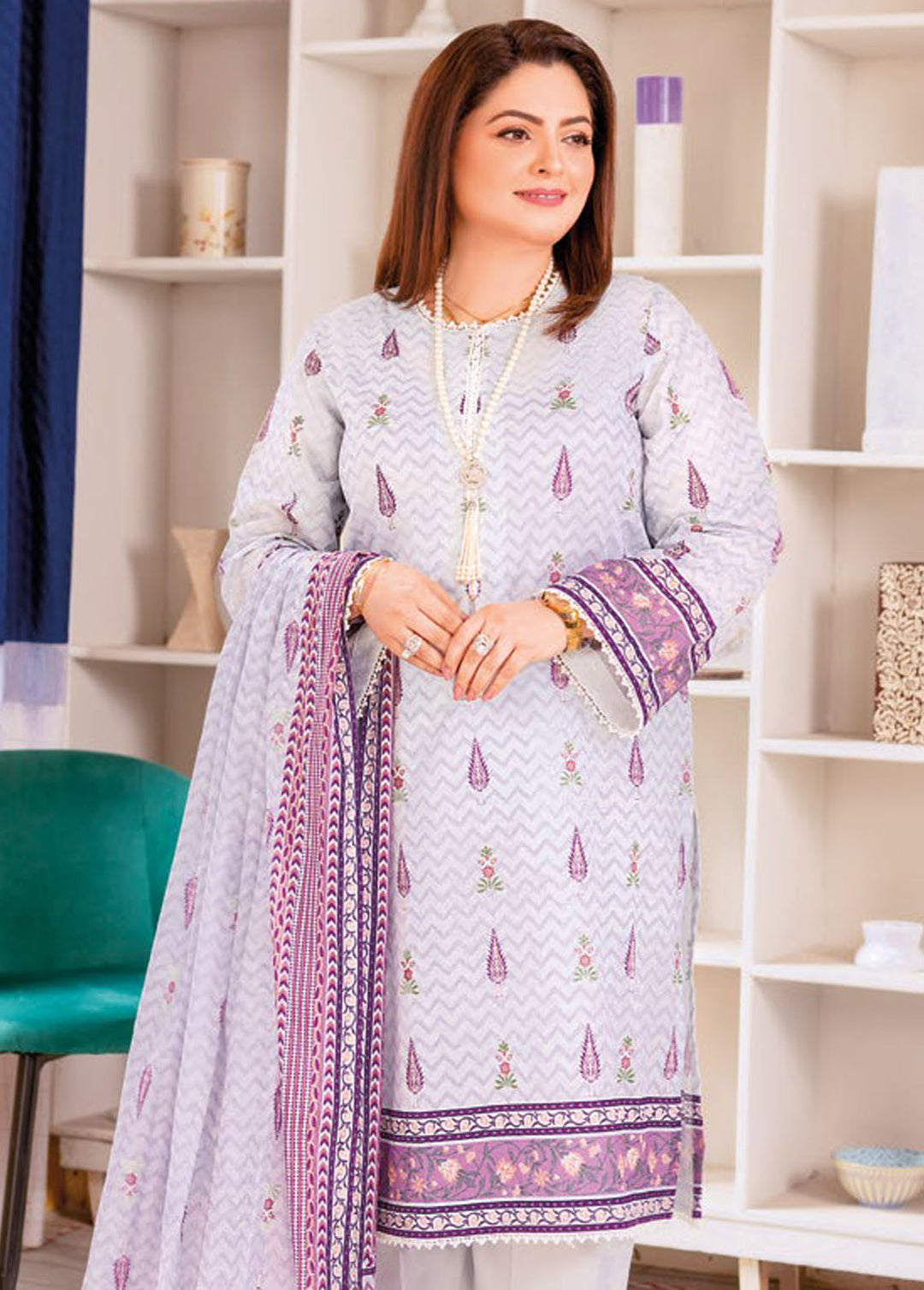 Gul Ahmed Printed Lawn Suits Unstitched 3 Piece GA24MT CL 42196 A - Summer Collection