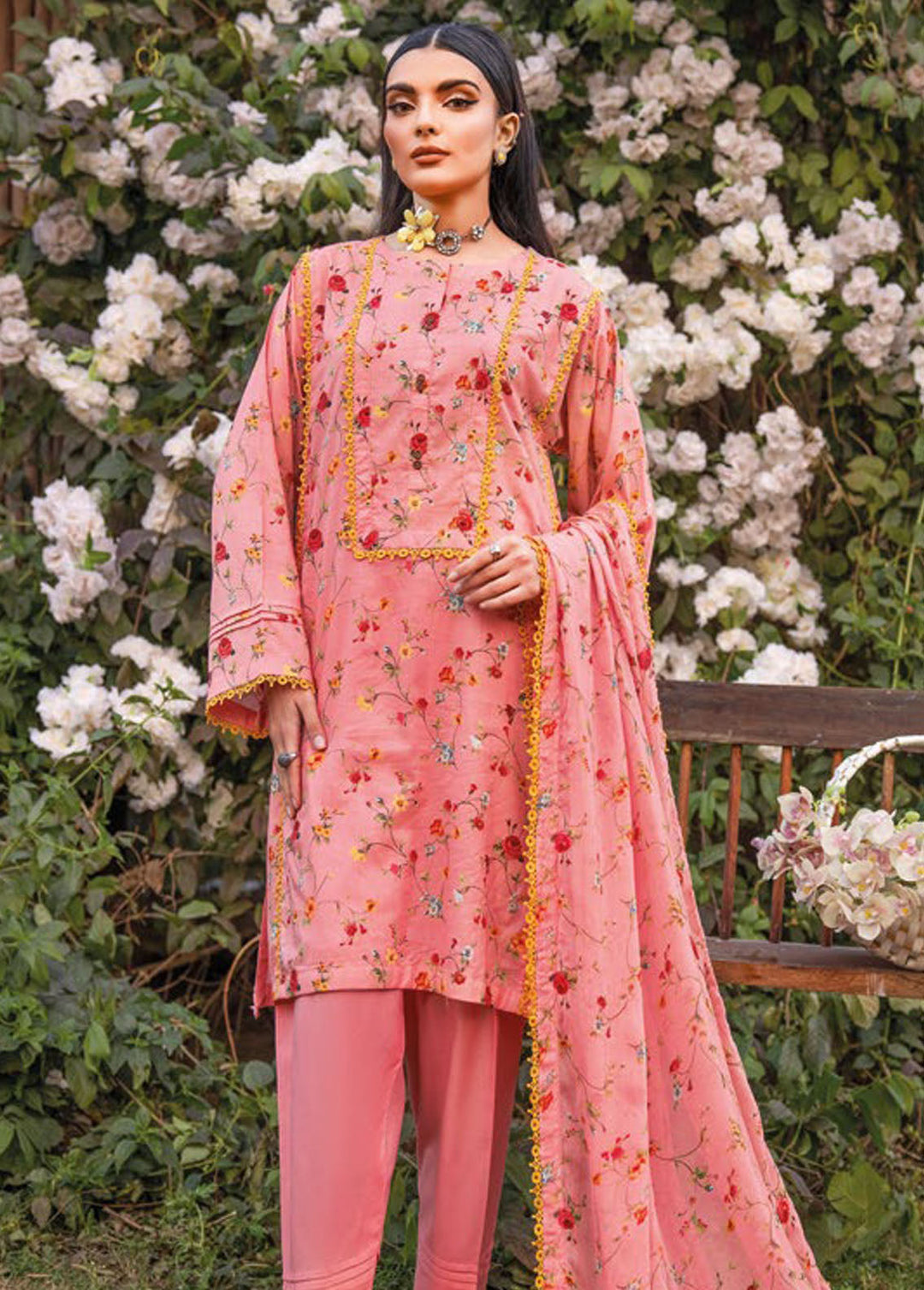Gul Ahmed Printed Lawn Suits Unstitched 3 Piece GA24PS BM 42002 - Summer Collection