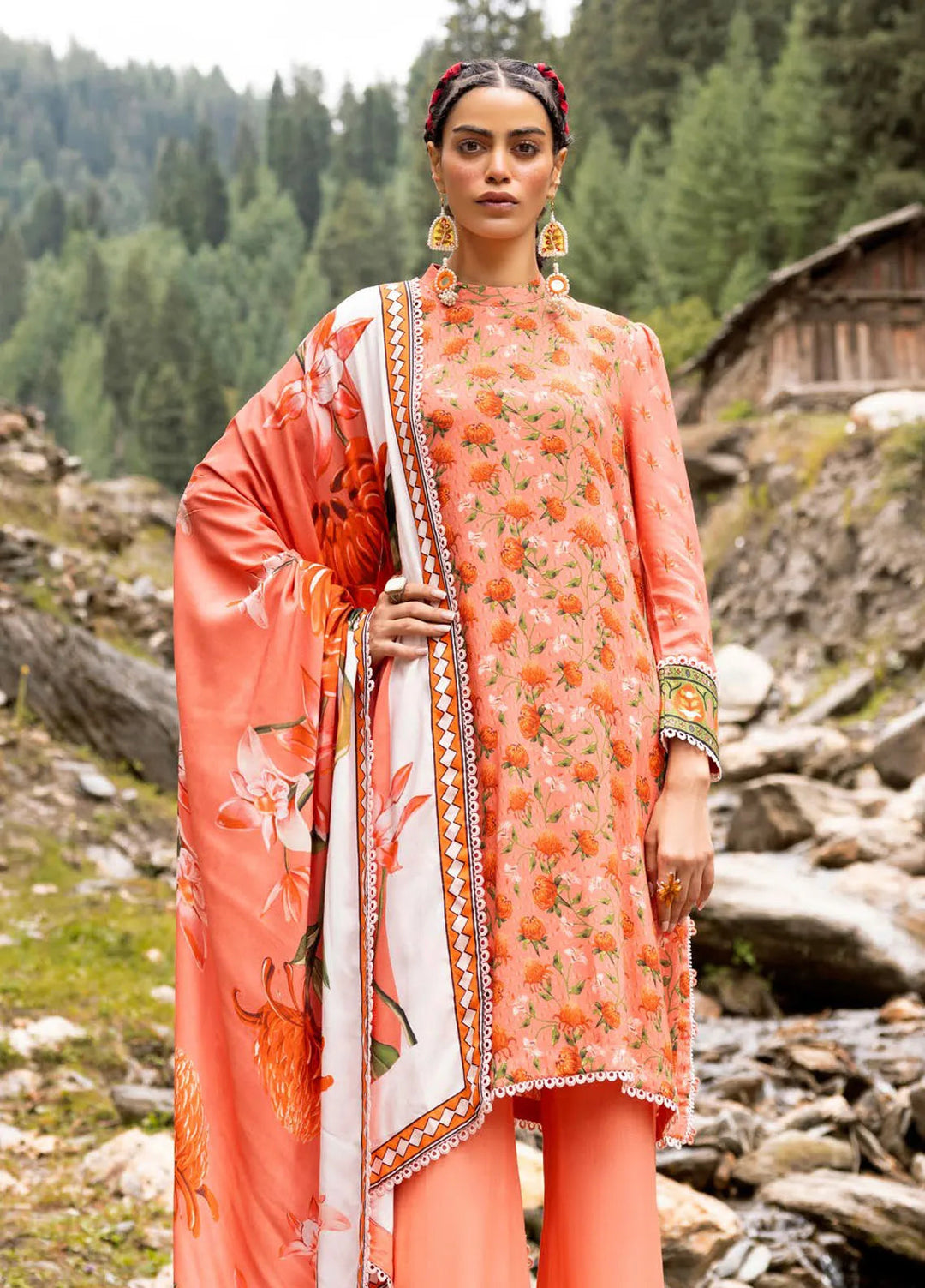 Gul Ahmed Printed Linen Suits Unstitched 3 Piece GA24UW LT-42009 - Winter Collection
