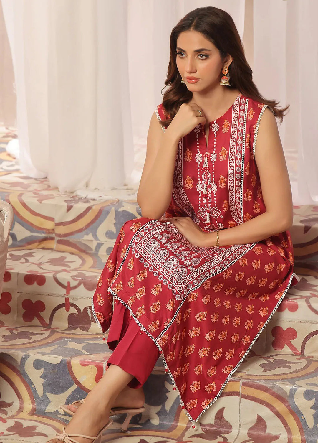 Gul Ahmed Printed Linen Unstitched Kurti GA24UW VS-42001 - Winter Collection
