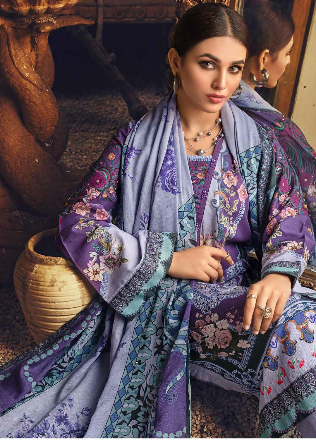 Gul Ahmed Printed Corduroy Suits Unstitched 3 Piece GA21JW CD-12010 A - Winter Collection