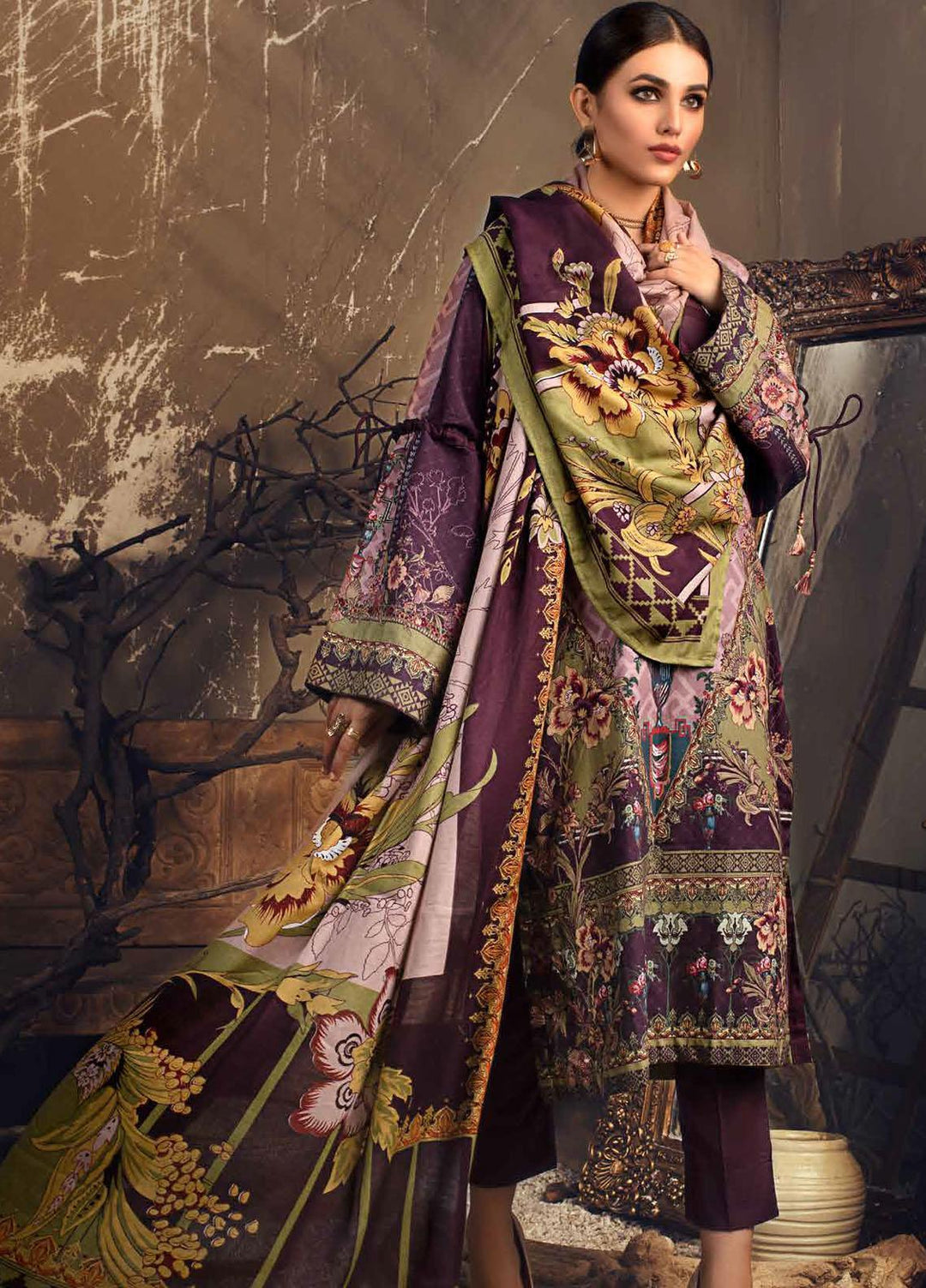 Gul Ahmed Embroidered Corduroy Suits Unstitched 3 Piece GA21JW CD-12014 - Winter Collection