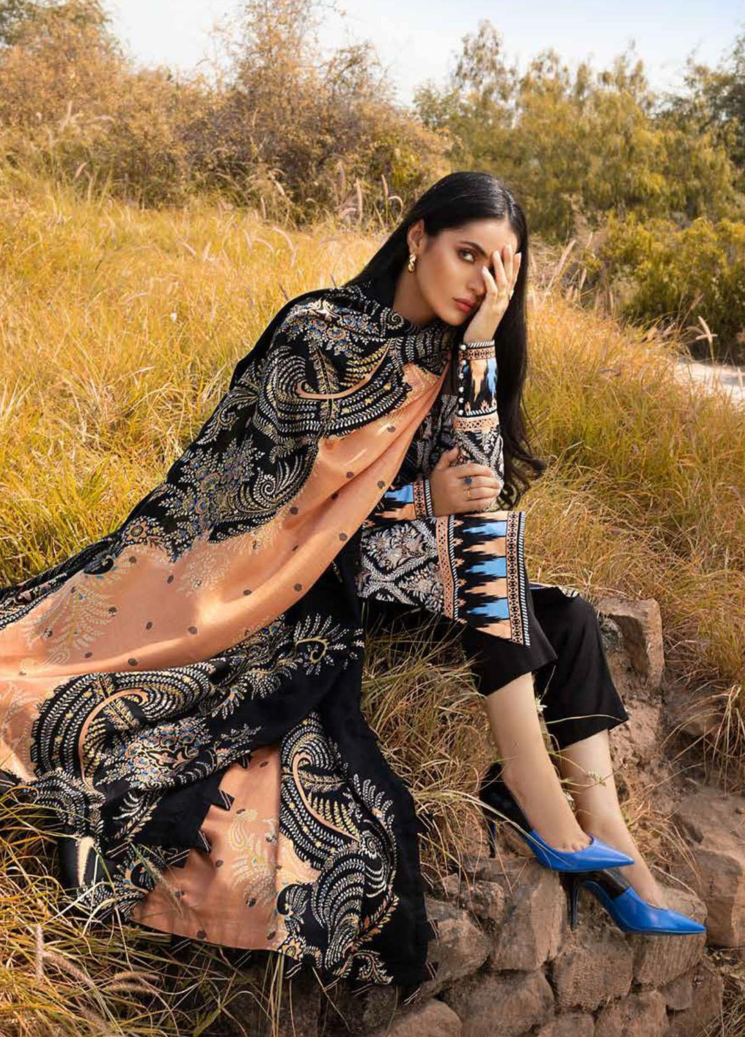 Gul Ahmed Printed Khaddar Suits Unstitched 3 Piece GA21JL AP-12063 - Winter Collection