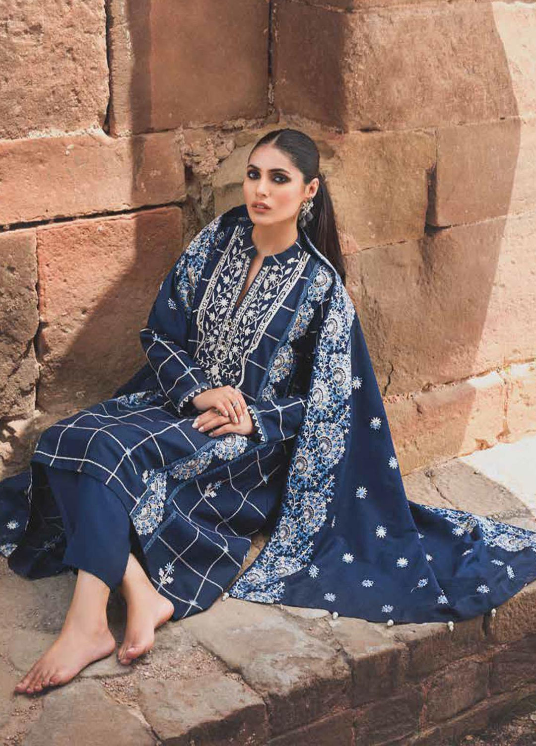 Gul Ahmed Embroidered Karandi Suits Unstitched 3 Piece GA21JL AY-12017 - Winter Collection