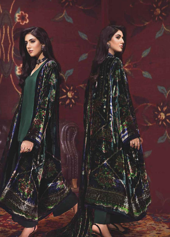 Gul Ahmed Printed Velvet Suits Unstitched 3 Piece GA21JL BVL-12004 B - Winter Collection