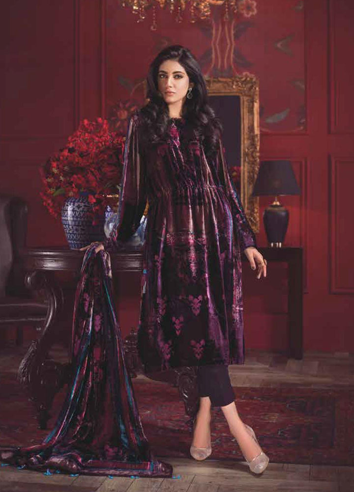 Gul Ahmed Printed Velvet Suits Unstitched 3 Piece GA21JL BVL-12006 A - Winter Collection