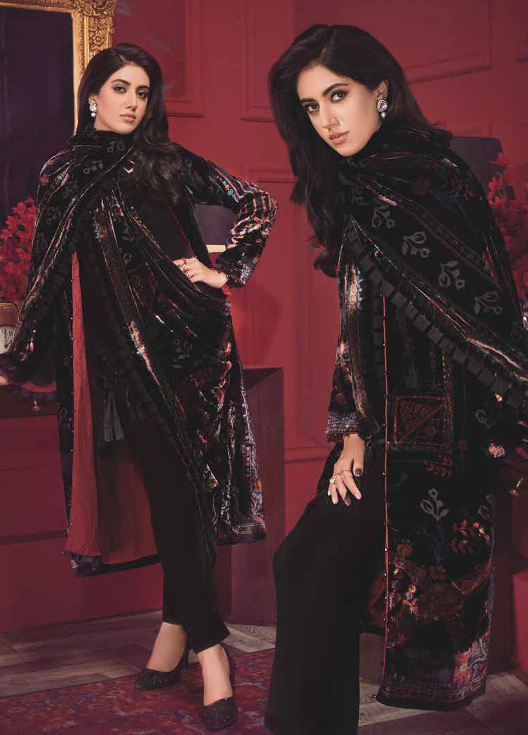 Gul Ahmed Printed Velvet Suits Unstitched 3 Piece GA21JL BVL-12007 A - Winter Collection