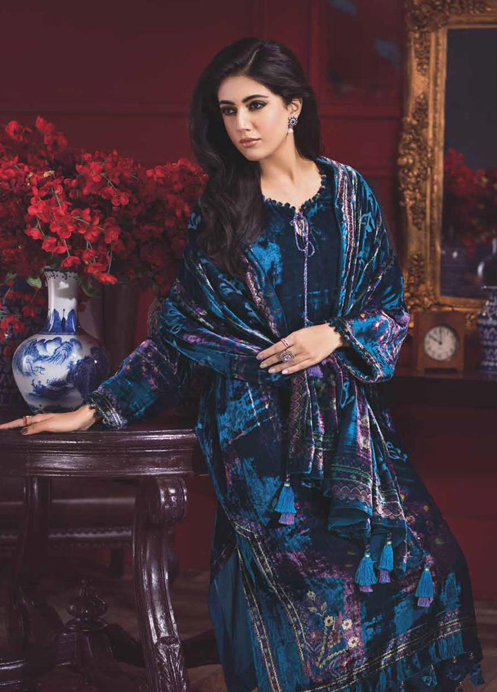 Gul Ahmed Printed Velvet Suits Unstitched 3 Piece GA21JL BVL-12007 B - Winter Collection
