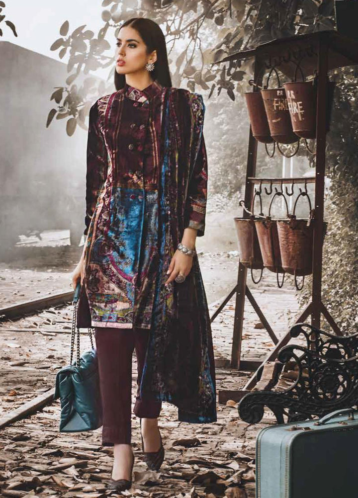 Gul Ahmed Printed Velvet Suits Unstitched 3 Piece GA21JL BVL-12008 A - Winter Collection