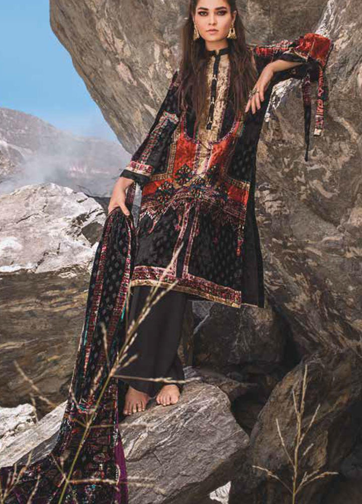 Gul Ahmed Printed Velvet Suits Unstitched 3 Piece GA21JL BVL-12010 A - Winter Collection