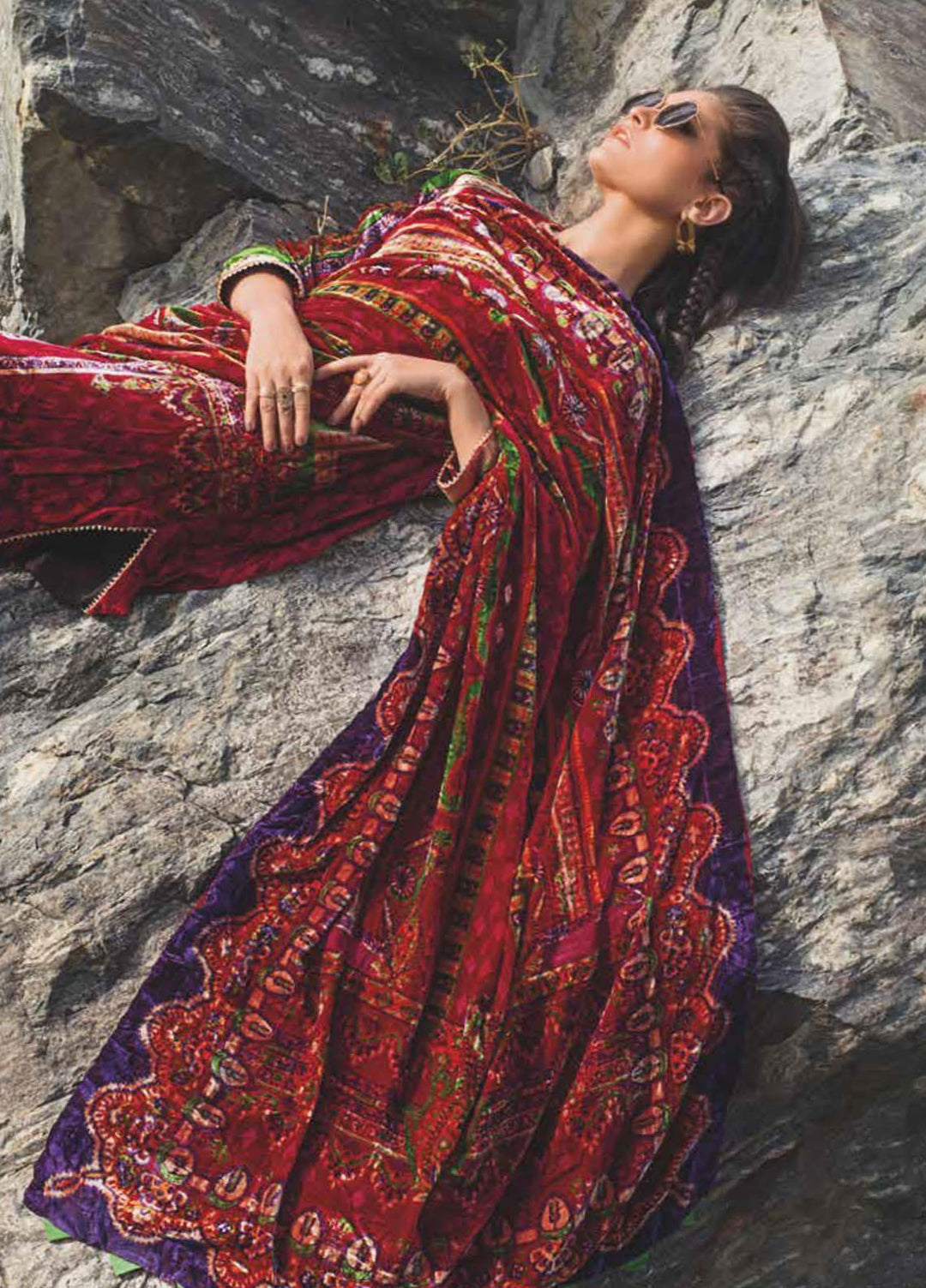 Gul Ahmed Printed Velvet Suits Unstitched 3 Piece GA21JL BVL-12010 B - Winter Collection