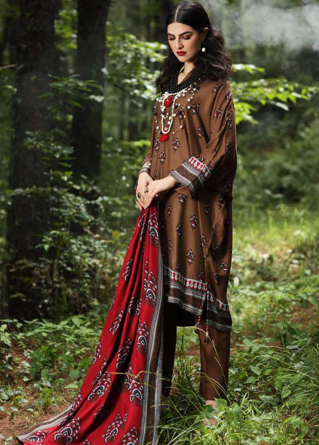 Gul Ahmed Printed Viscose Suits Unstitched 3 Piece GA21JL LT-12018 A - Winter Collection
