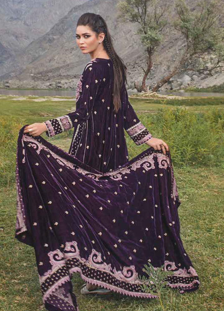 Gul Ahmed Embroidered Velvet Suits Unstitched 3 Piece GA21JL WV-12003 - Winter Collection