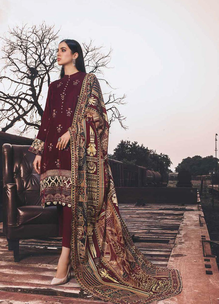 Gul Ahmed Embroidered Velvet Suits Unstitched 3 Piece GA21JL WV-12006 - Winter Collection