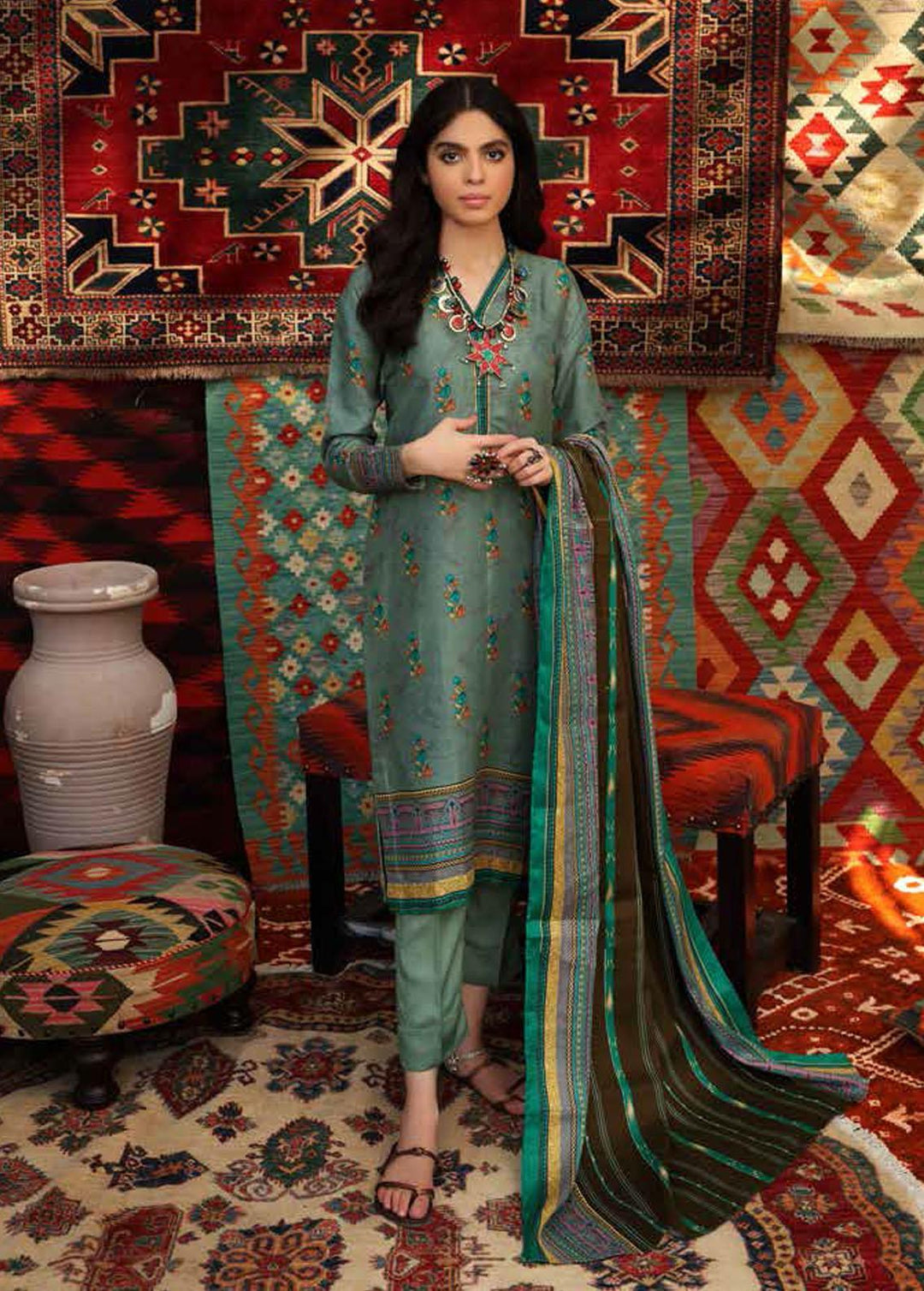 Pure Joy of Winter By Gul Ahmed Printed Linen Suits Unstitched 3 Piece GA22PJ LT-12025 B - Winter Collection