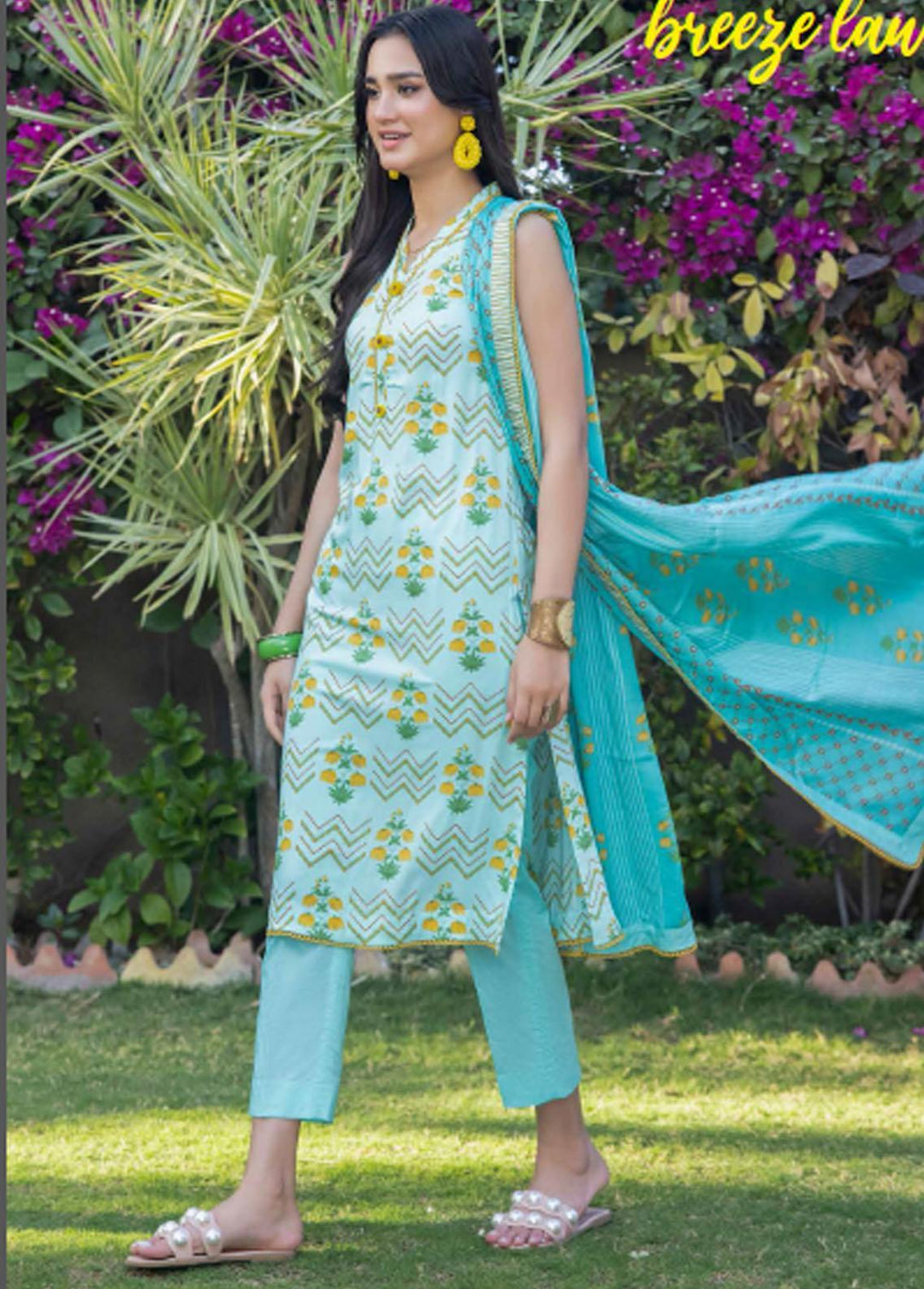 Breeze By Gul Ahmed Printed Lawn Suits Unstitched 3 Piece GA23B CL-32331A - Summer Collection