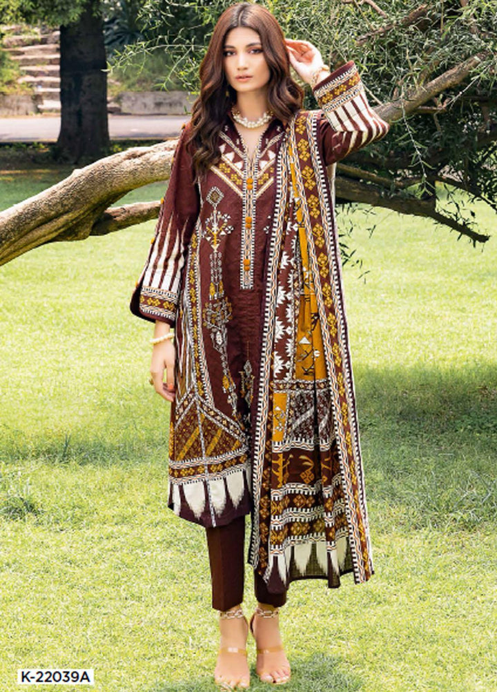 Gul Ahmed Printed Khaddar Suits Unstitched 3 Piece GA22W K-22039A - Winter Collection