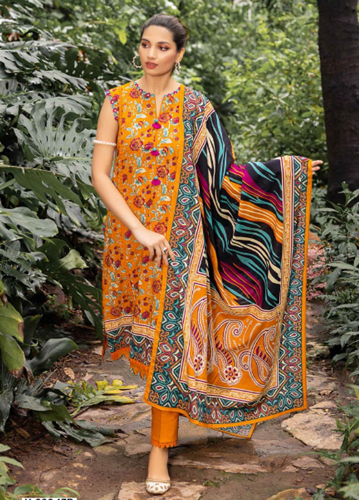 Gul Ahmed Printed Khaddar Suits Unstitched 3 Piece GA22W K-22043B - Winter Collection