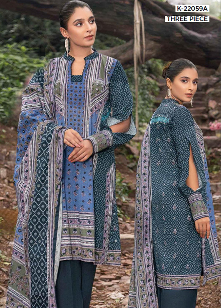 Gul Ahmed Printed Khaddar Suits Unstitched 3 Piece GA22W K-22059A - Winter Collection