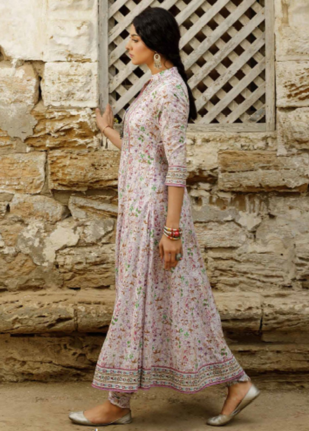 Vintage By Gul Ahmed Printed Lawn Suits Unstitched Kurti GA22V SL-22003 - Summer Collection