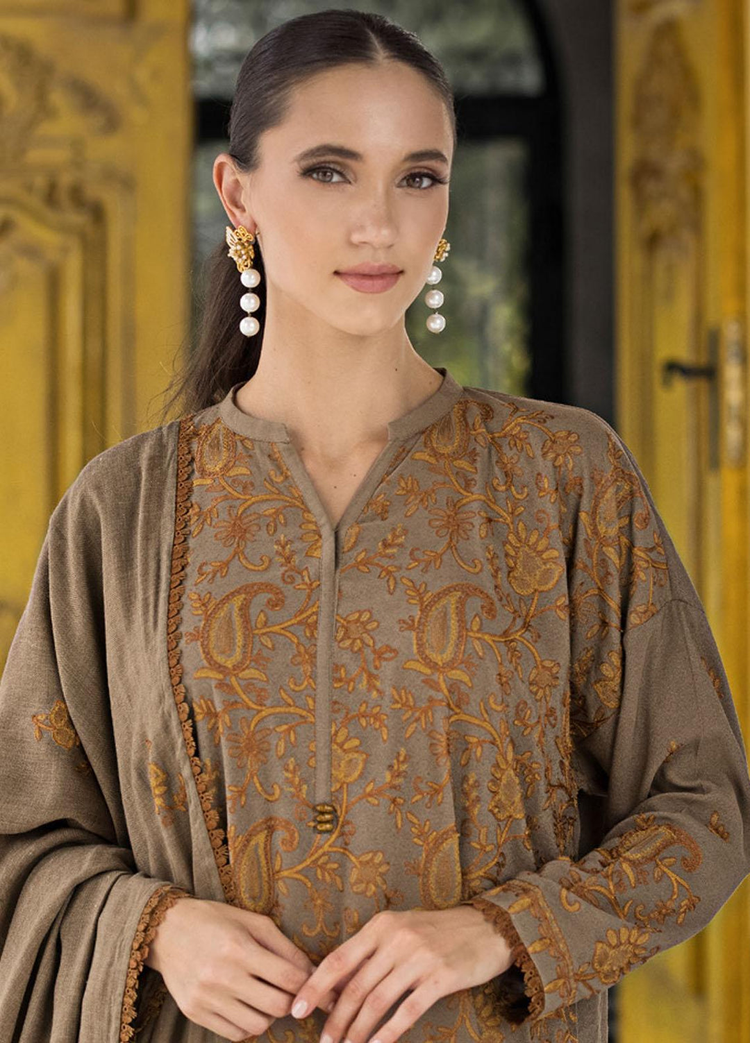 Gul Ahmed Embroidered Pashmina Suits Unstitched 3 Piece GA23WB AP 32043 - Winter Collection