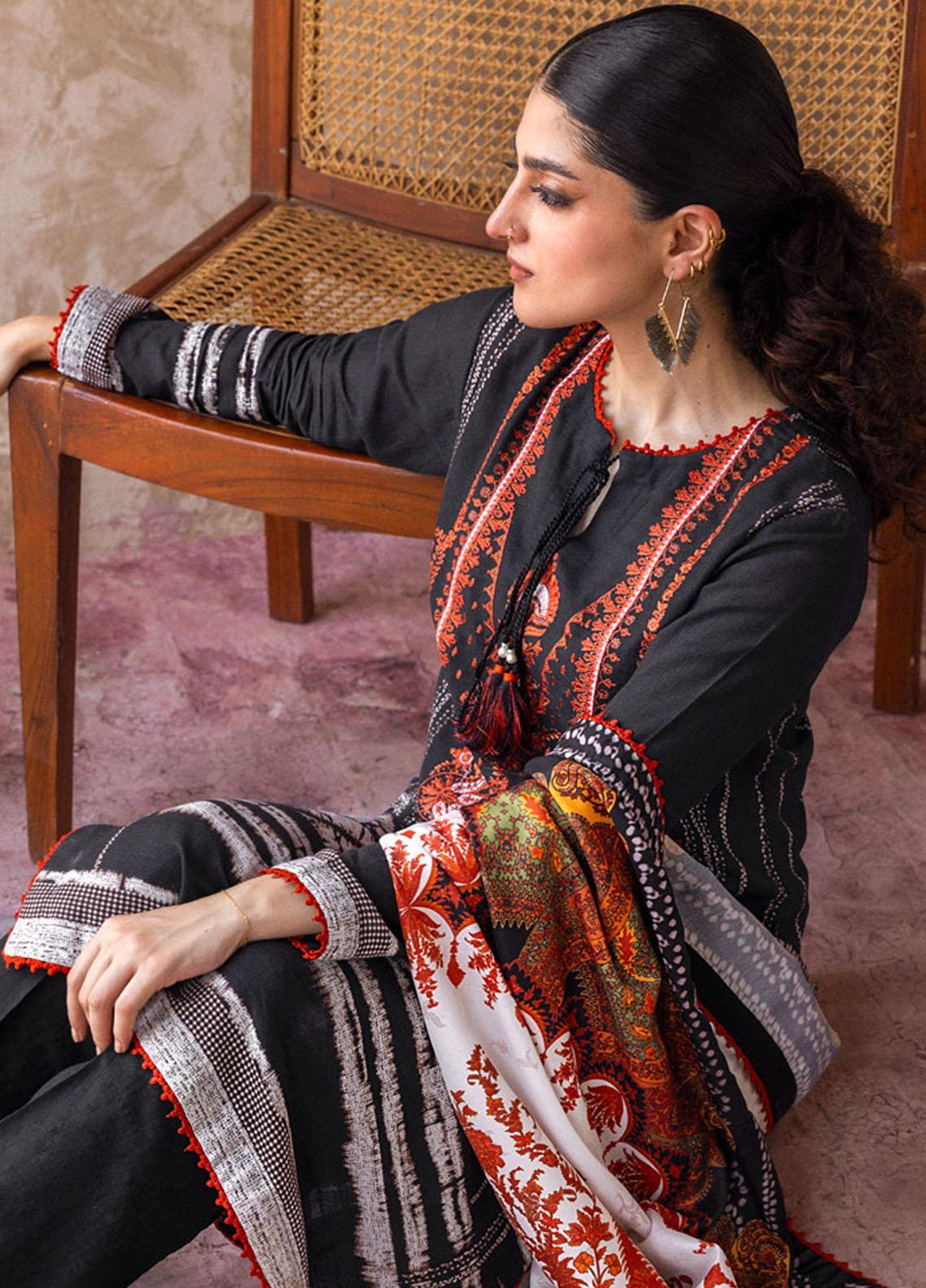 Gul Ahmed Embroidered Pashmina Suits Unstitched 3 Piece GA23WB AP 32053 - Winter Collection