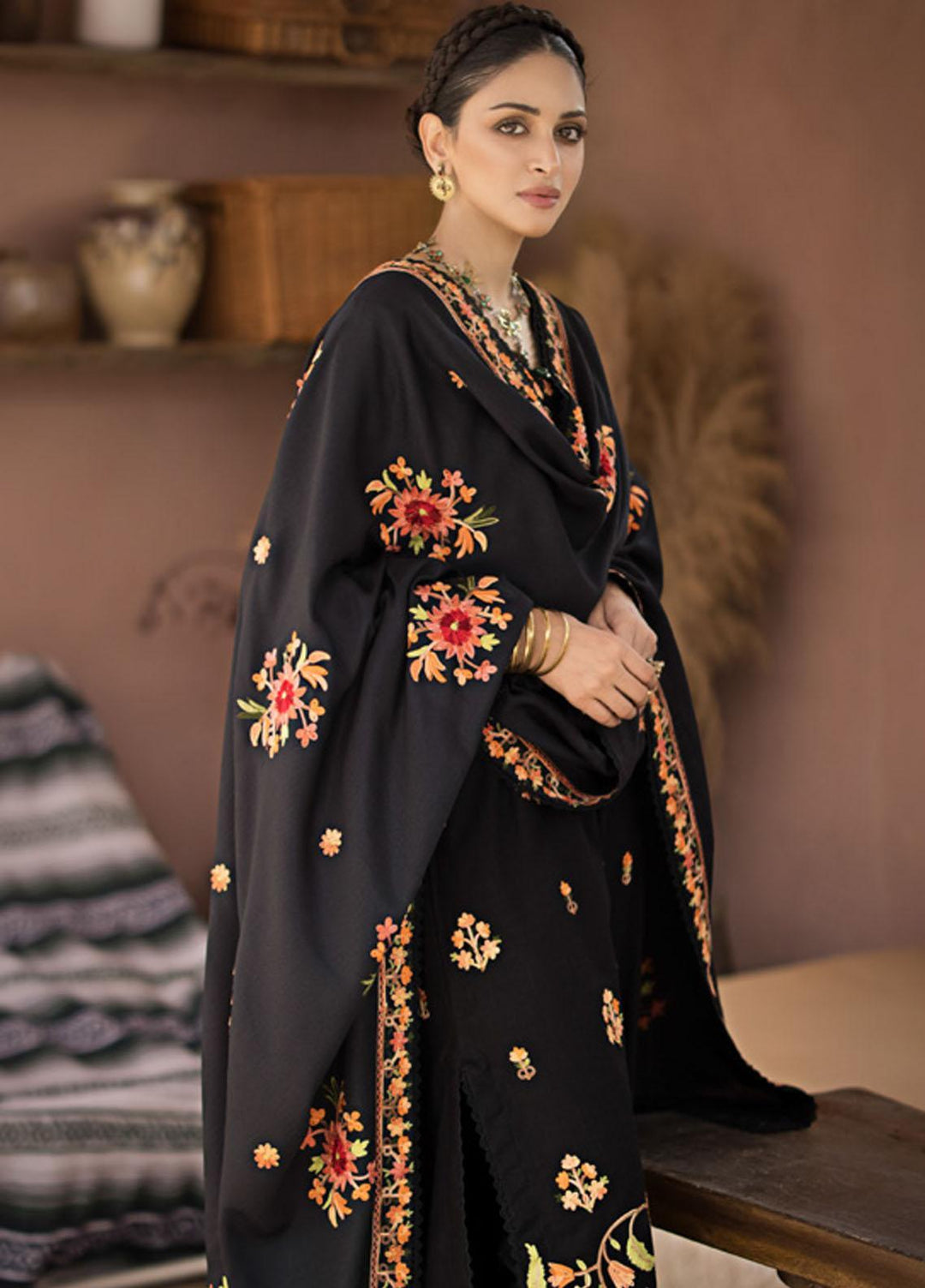 Gul Ahmed Embroidered Pashmina Suits Unstitched 3 Piece GA23WB AP 32071 - Winter Collection