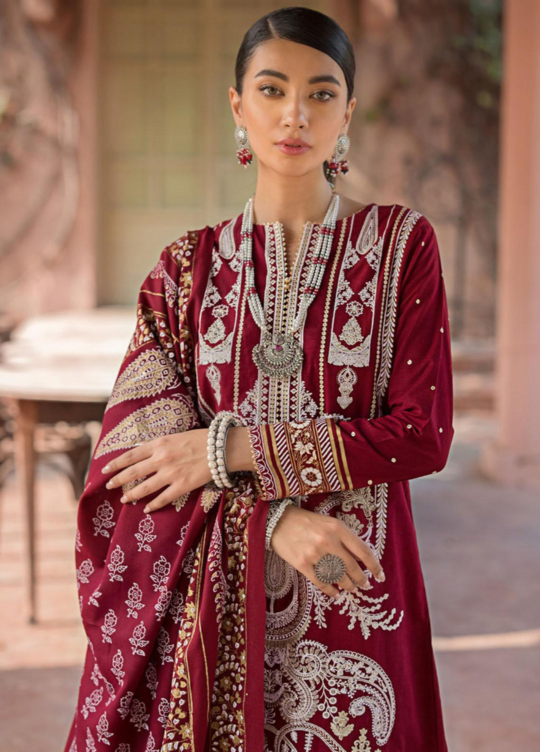 Gul Ahmed Embroidered Pashmina Suits Unstitched 3 Piece GA23WB AP 32074 - Winter Collection