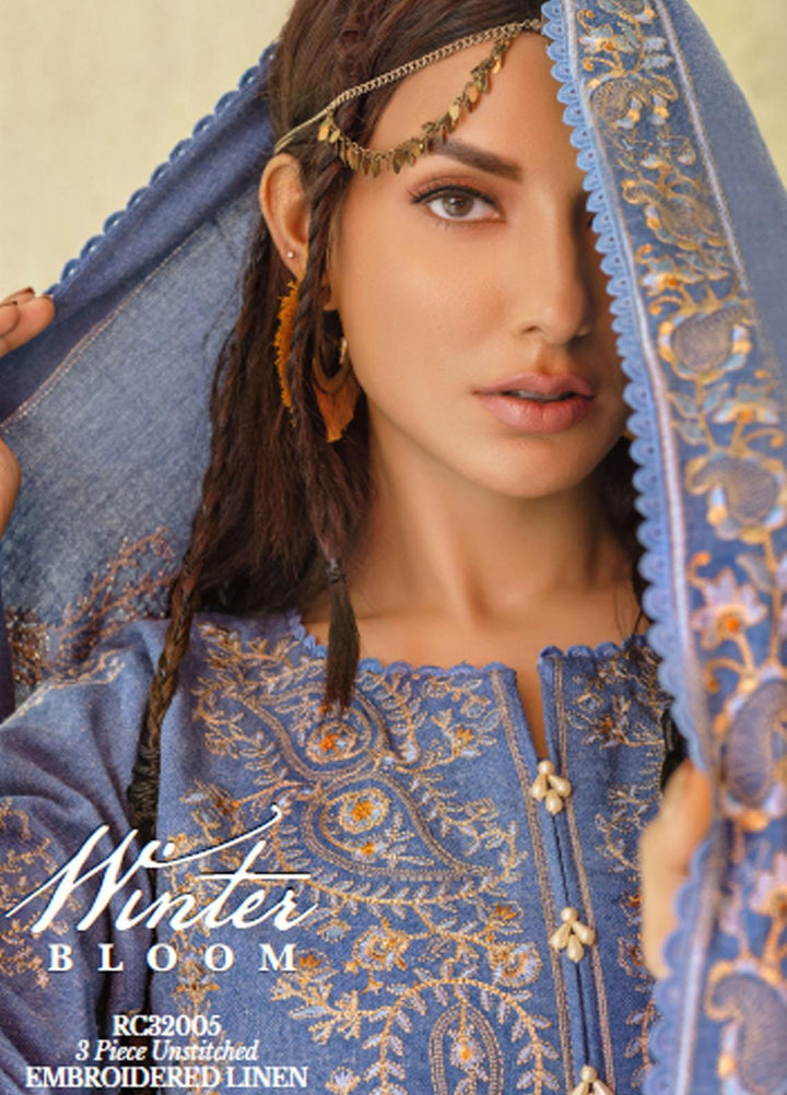 Gul Ahmed Embroidered Linen Suits Unstitched 3 Piece GA23WB RC 32005 - Winter Collection