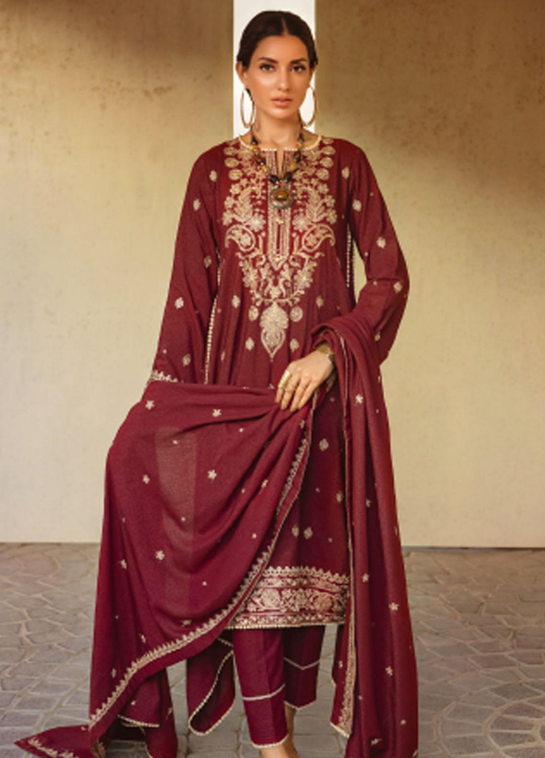Gul Ahmed Embroidered Pashmina Suits Unstitched 3 Piece GA23WB RC 32008 - Winter Collection