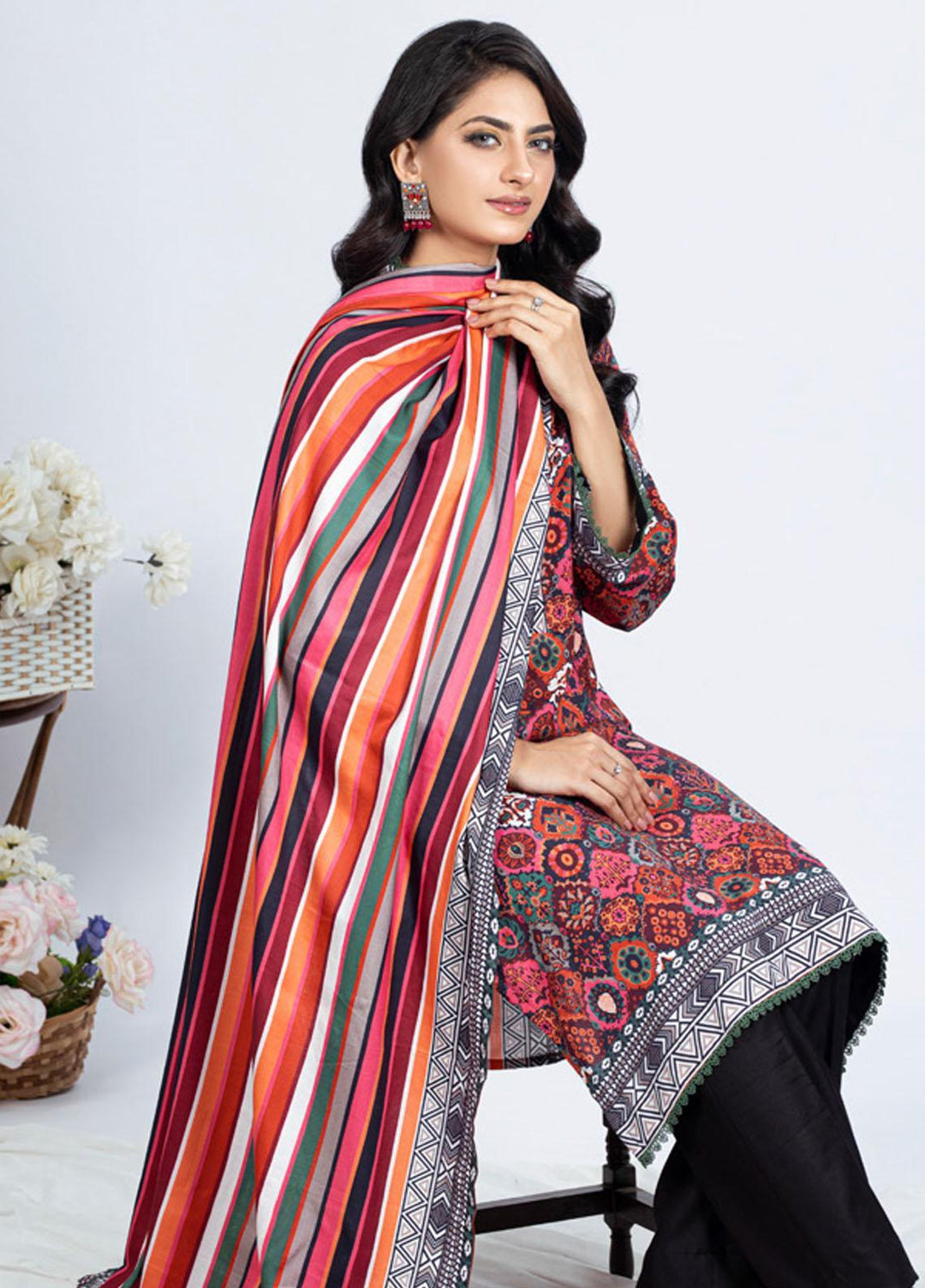 Gul Ahmed Embroidered Linen Suits Unstitched 3 Piece GA23WB WNS 32217 A - Winter Collection