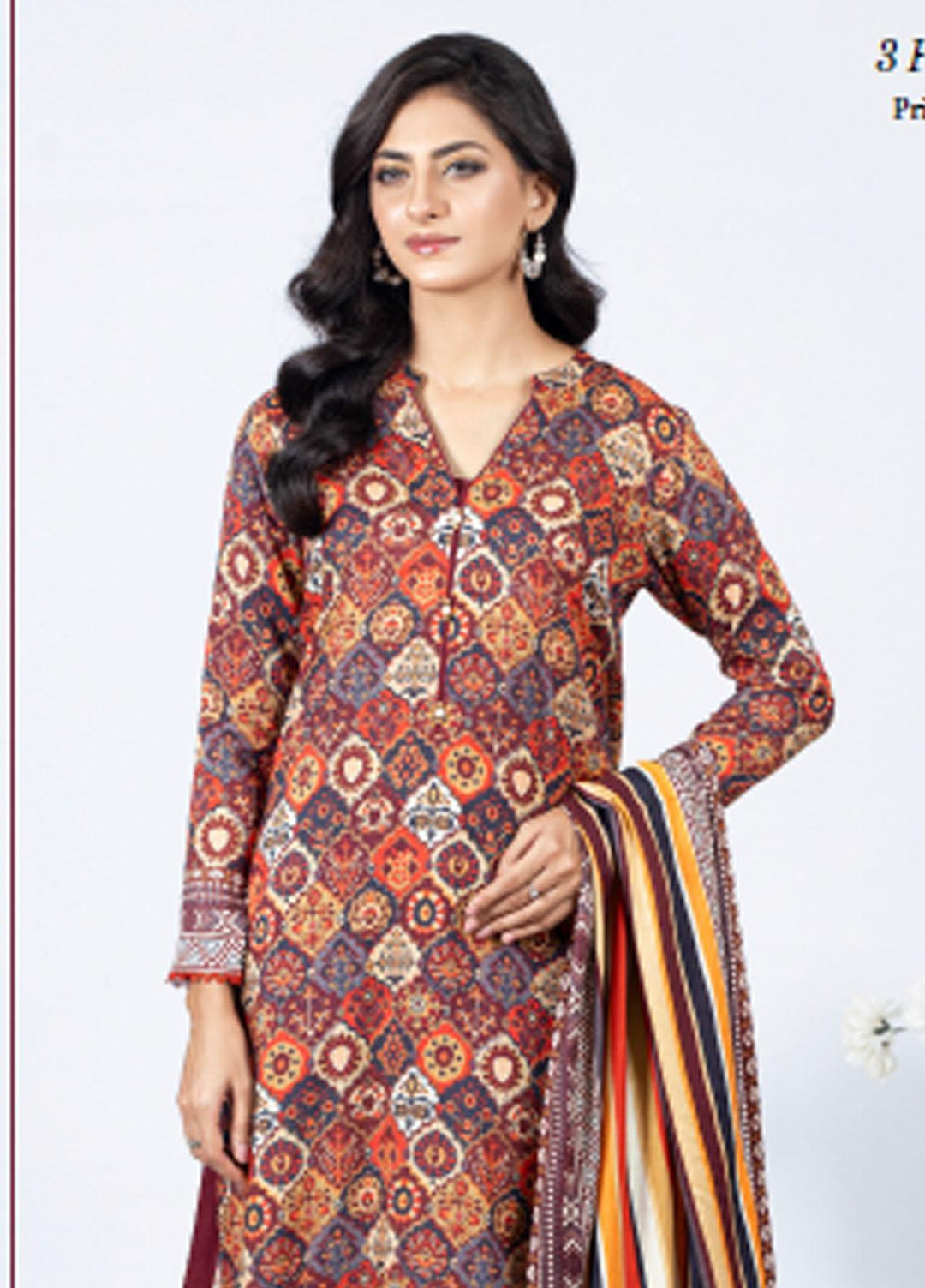 Gul Ahmed Embroidered Linen Suits Unstitched 3 Piece GA23WB WNS 32217 B - Winter Collection