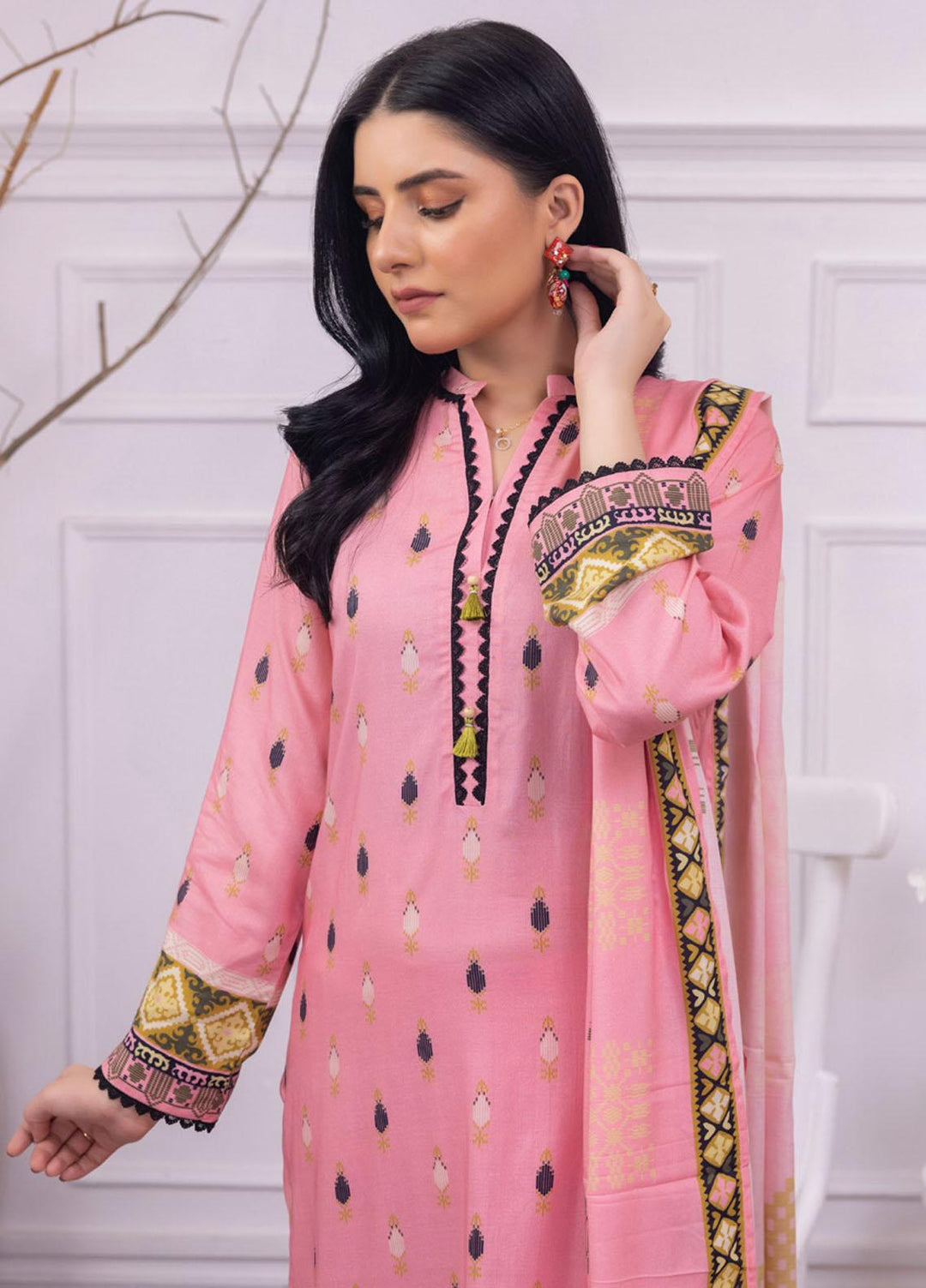 Gul Ahmed Embroidered Linen Suits Unstitched 3 Piece GA23WB WNS 32228 B - Winter Collection
