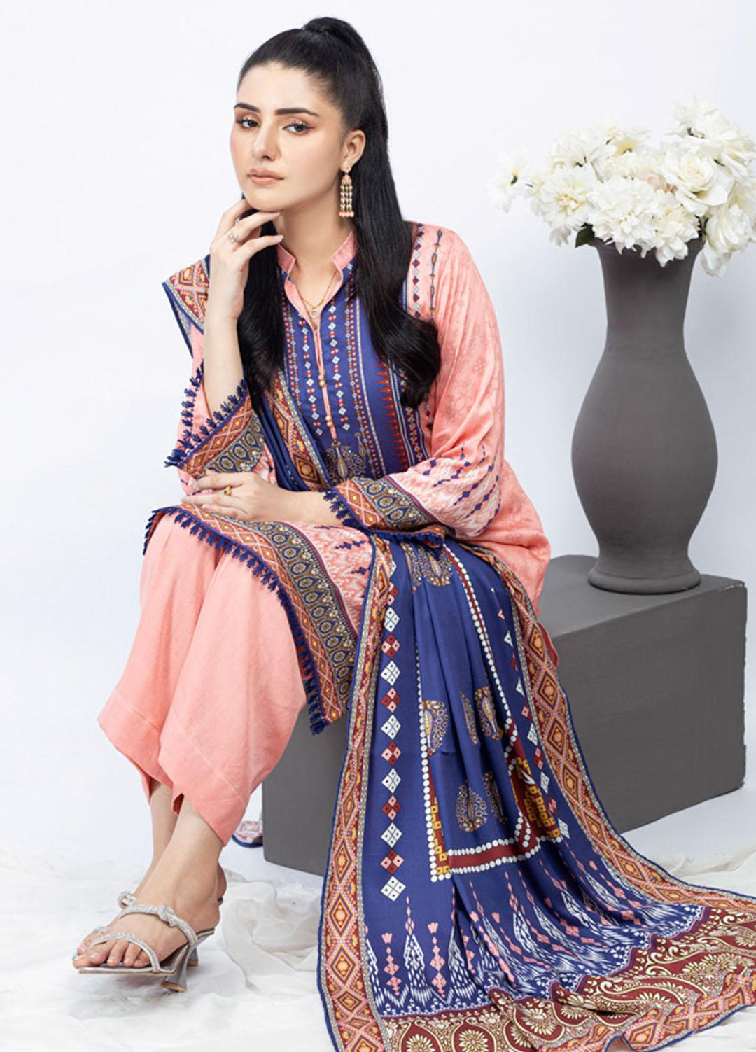 Gul Ahmed Embroidered Cotail Suits Unstitched 3 Piece GA23WB WNS 32251 B - Winter Collection