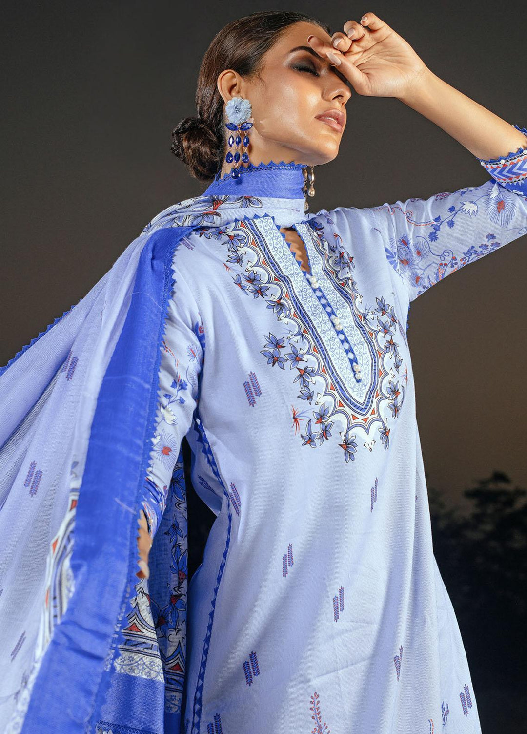 Gul Ahmed Printed Corduroy Suits Unstitched 3 Piece GA23WC CD 32004B - Winter Collection