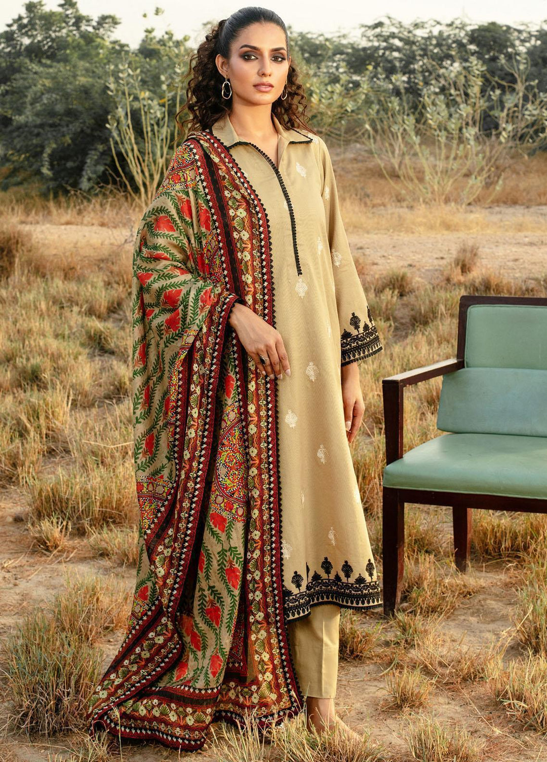 Gul Ahmed Embroidered Corduroy Suits Unstitched 3 Piece GA23WC CD 32005 - Winter Collection