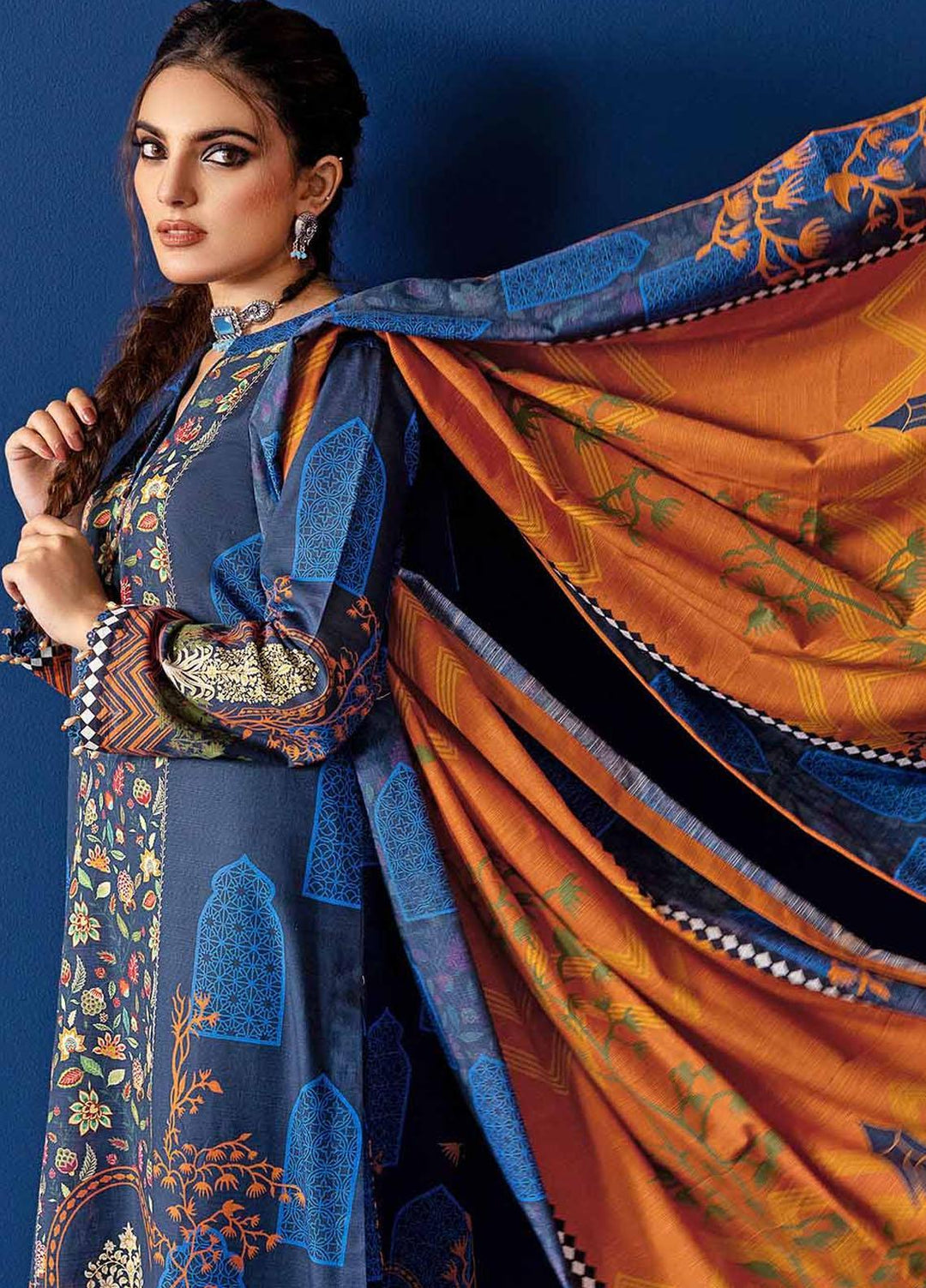 Gul Ahmed Printed Khaddar Suits Unstitched 3 Piece GA23WL K-32001 - Winter Collection