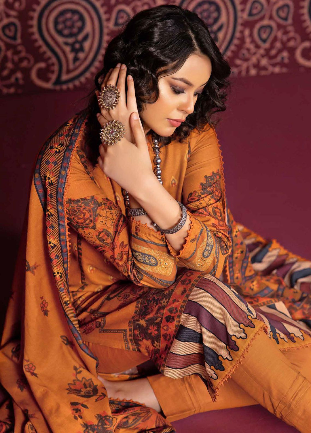 Gul Ahmed Printed Cotton Suits Unstitched 3 Piece GA23WL K-32006 - Winter Collection