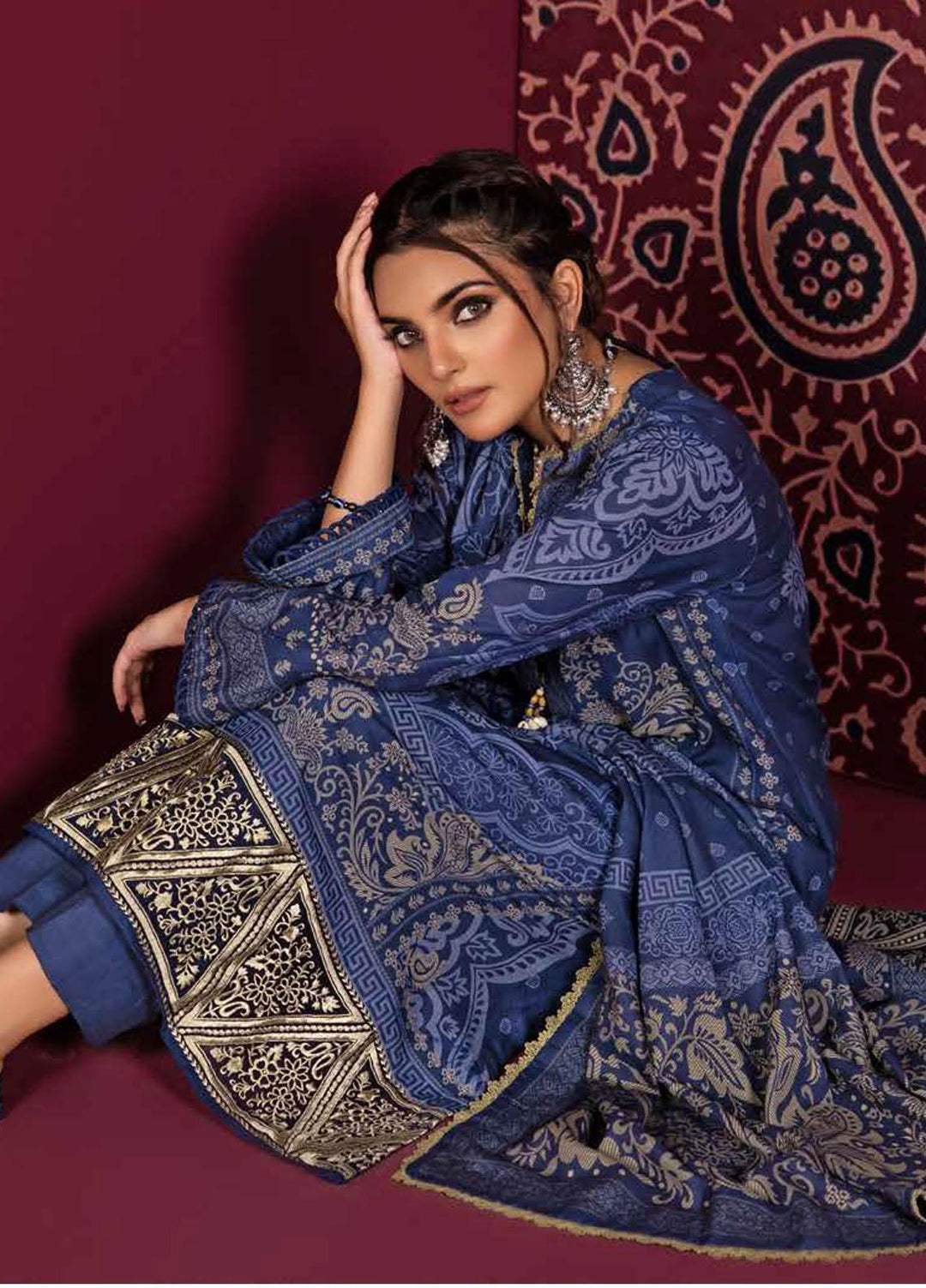 Gul Ahmed Embroidered Cotton Suits Unstitched 3 Piece GA23WL K-32008 - Winter Collection
