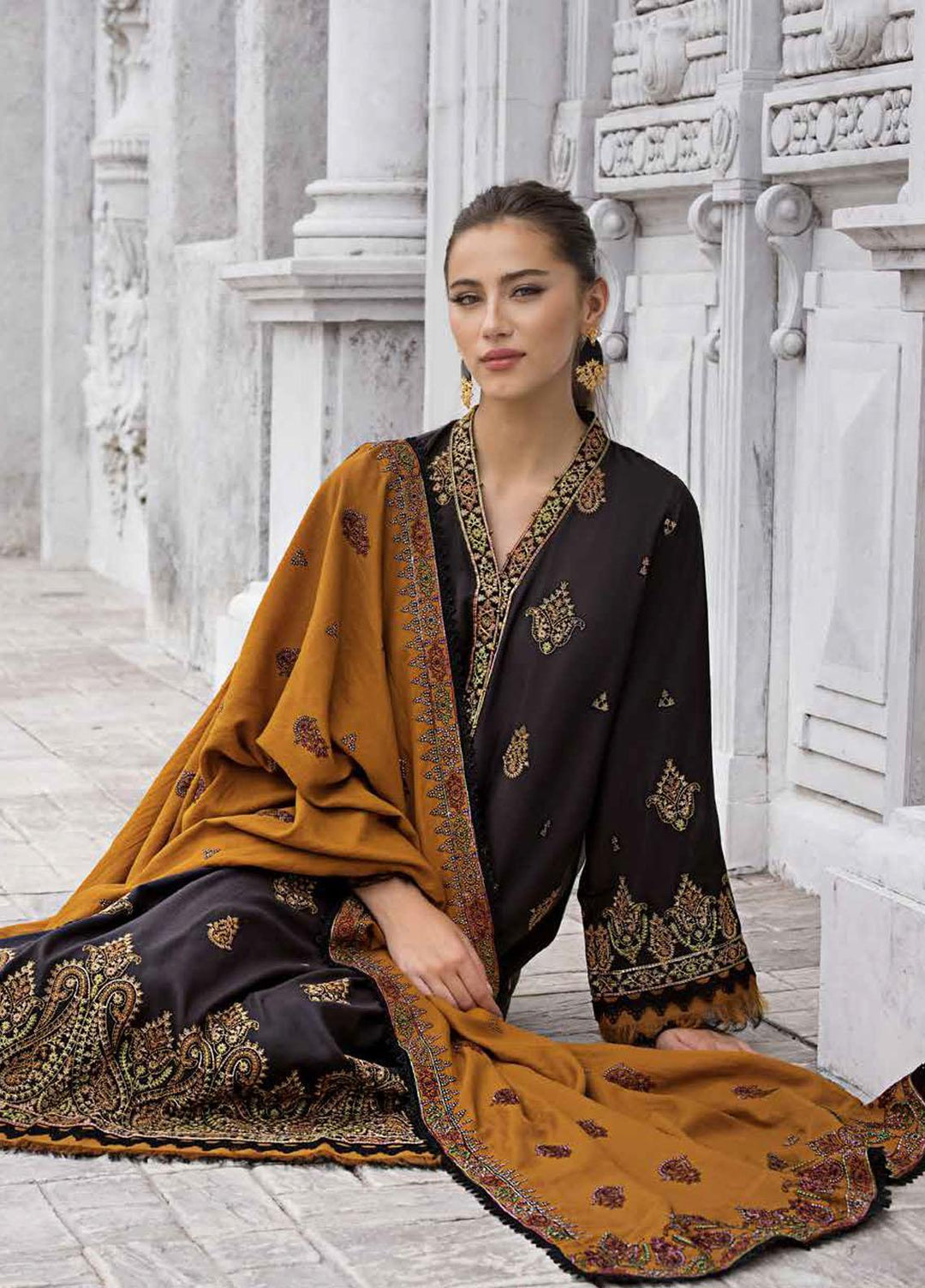 Gul Ahmed Embroidered Pashmina Suits Unstitched 3 Piece GA23WL AP-32047 - Winter Collection